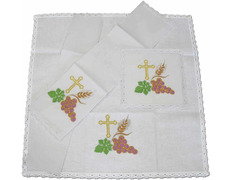 Add to Cart Altar set with Cross, wheat ears and embroidered grapes Altar set with Cross, wheat ears and embroidered grapes