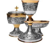 Add to Cart Set of Chalice, Ciborium and Paten JHS Set of Chalice, Ciborium and Paten JHS