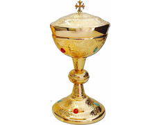 Ciborium with gold bath and embedded stones