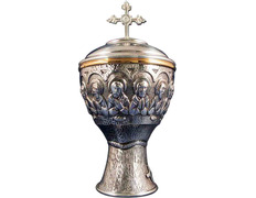 Add to Cart Ciborium of the Last Supper in bronze with silver bath Ciborium of the Last Supper in bronze with silver bath