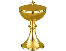 Metal ciborium with golden Italian bath