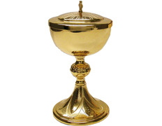 Metal ciborium with lid with Cross