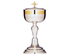 Smooth silver ciborium with overflowing cup