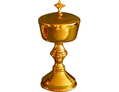 Smooth ciborium in gold-plated metal