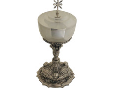 Rococo ciborium in bronze aged silver bath