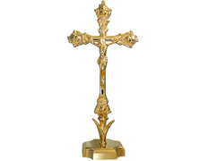 Golden crucifix for table with base