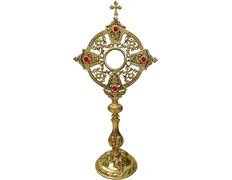 Add to Cart Bronze monstrance with Cross and circular base Bronze monstrance with Cross and circular base