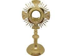 Golden color monstrance for 8 cm (3.15 in) Host