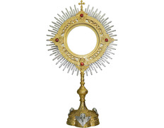 Bronze monstrance with gold bath for a 20 cm shape.