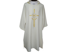 Add to Cart Dalmatica con Cruz, JHS y espigas bordadas beige Dalmatica con Cruz, JHS y espigas bordadas beige