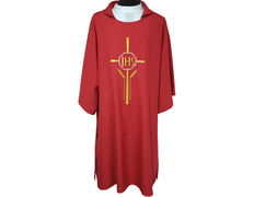 Add to Cart Dalmatic with Cross, JHS and spikes embroidered red Dalmatic with Cross, JHS and spikes embroidered red