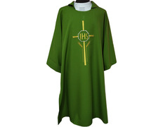 Add to Cart Dalmatic with Cross, JHS and spikes embroidered green Dalmatic with Cross, JHS and spikes embroidered green