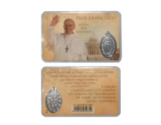 Holy card of Pope Francis with medal | Yellow
