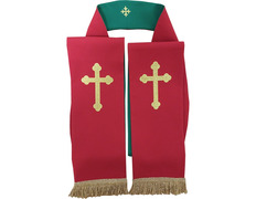 Reversible stole with embroidered Cross red / green