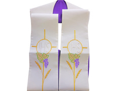 JHS embroidered liturgical stolon | Reversible white / purple