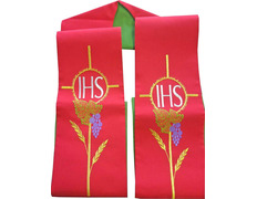 Add to Cart JHS embroidered liturgical stolon | reversible red/green JHS embroidered liturgical stolon | reversible red/green