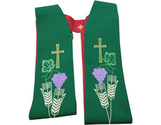 Add to Cart Catholic clergy stole | Jerusalem Cross embroidery red / green Catholic clergy stole | Jerusalem Cross embroidery red / green