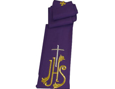 Add to Cart Stole with JHS and purple embroidered Cross Stole with JHS and purple embroidered Cross