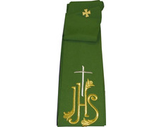 Add to Cart Stole with JHS and green embroidered Cross Stole with JHS and green embroidered Cross