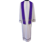 Small travel clergy stole | Reversible purple & beige