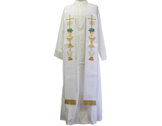 Add to Cart Stolon with liturgical embroidery and white gold fringe Stolon with liturgical embroidery and white gold fringe