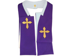 Reversible stole with white / purple embroidered Cross
