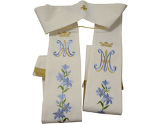 Add to Cart Marian Priest Stole | Monogram and flower embroidery Marian Priest Stole | Monogram and flower embroidery