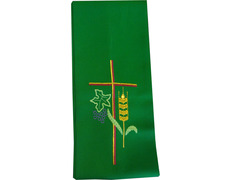 Add to Cart Stolon embroidered with Cross, ear of wheat and green grapes Stolon embroidered with Cross, ear of wheat and green grapes