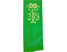 Add to Cart Stolon in the four liturgical colors with embroidered JHS green Stolon in the four liturgical colors with embroidered JHS green