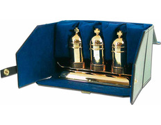 Three gold plated Holy oil set
