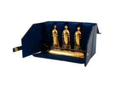 Three gold-plated chrismatories for the holy oils
