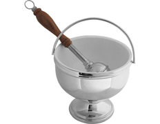 Silver brass Holy Water vessel and hyssop