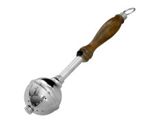 Silver metal swab with wooden handle