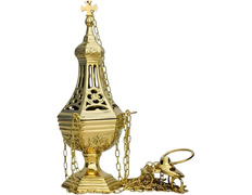 Add to Cart Gothic style metal censer | Spanish botafumeiro golden color Gothic style metal censer | Spanish botafumeiro golden color