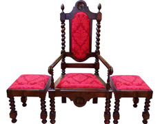 Add to Cart Chestnut chair set with damask upholstery Chestnut chair set with damask upholstery