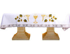 Add to Cart Communion tablecloths with chalice, Host, wheat and embroidered grapes Communion tablecloths with chalice, Host, wheat and embroidered grapes