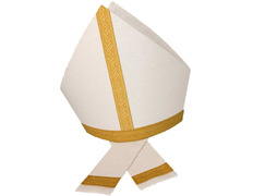 Add to Cart White tissue miter with gold thread and gold braid White tissue miter with gold thread and gold braid