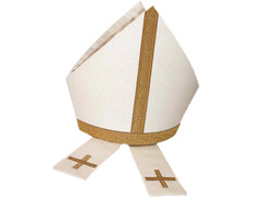 Add to Cart White tissue miter with gold braid White tissue miter with gold braid