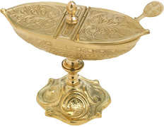 Add to Cart Church incense boat made of brass golden color Church incense boat made of brass golden color