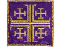 Add to Cart Crosses of Jerusalem | Catholic altar cloth pall purple Crosses of Jerusalem | Catholic altar cloth pall purple