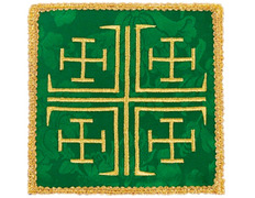 Add to Cart Crosses of Jerusalem | Catholic altar cloth pall green Crosses of Jerusalem | Catholic altar cloth pall green