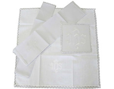 Add to Cart Altar set with JHS embroidered in white thread Altar set with JHS embroidered in white thread