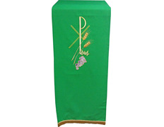 Add to Cart Lectern cloth with Crismón, green embroidered ears and grapes Lectern cloth with Crismón, green embroidered ears and grapes