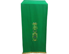 Add to Cart Lectern cloth with JHS and other green liturgical embroideries Lectern cloth with JHS and other green liturgical embroideries