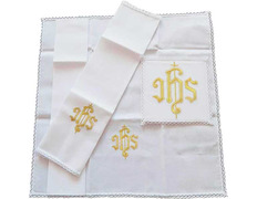 Add to Cart Altar set with JHS embroidered with gold thread Altar set with JHS embroidered with gold thread