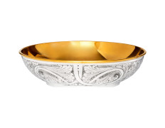 Embossed silver paten with gold interior
