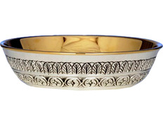 Silver paten with simple carving