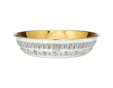 Silver paten with simple carving