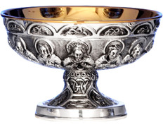 Silver paten with the Last Supper in relief