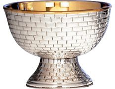 Silver paten with linear chiseling